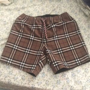 Burberry check print drawcord swimming trunks